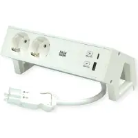 Bachmann DESK2 ALU WIT 2x geaard stopcontact, USB oplader 22 W A&C, 0,2 m GST18