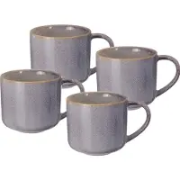Excellent houseware Koffiemok/theemok - set 4x - Rustic - blauw - 330 ml - mokken - keramiek