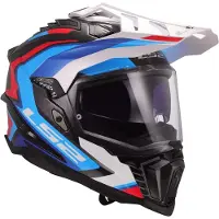 LS2 MX701 Explorer Carbon Frontier II, avonturenhelm ,Zwart/Blauw/Wit/Rood ,M