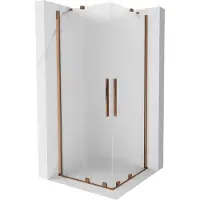 Mexen Velar Duo douchecabine schuifdeur 100 x 100 , matglas, roze goud - 871-100-100-32-60