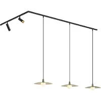 QAZQA Modern railsysteem zwart met 2 spots en 3 hanglampen groen 1-fase - Slimline Uzzy Panzi