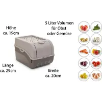 Novaliv Aardappelbewaardoos | 3X middel 5L | GRIJS | Uiendoos | Stapelbare groentekist, aardappelkist, uienbewaarbak, aardappelmand, fruitcontainer, aardappelkrat, voedselbewaarbak
