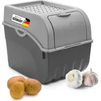 Novaliv Aardappelbewaardoos | groot 9L | GRIJS | Uiendoos | Stapelbare groentekist, aardappelkist, uienbewaarbak, aardappelmand, fruitcontainer, aardappelkrat, voedselbewaarbak