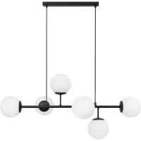 Light11 HOME SIENA, zwarte plafondlamp met 6 platte, witte lampenkappen, E14 fitting, lange armen