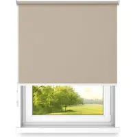 Time4blinds Rolgordijnen Verduisteringsrolgordijn Vrijhangend rolgordijn zonder cassettemuur of plafondmontage UV-bescherming Thermische eigenschappen Solide 80x200 cm Zandbruin - links