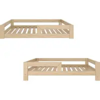 Need Sleep - Montessori Kinderbed Vloerbed met Uitvalbescherming - Naturel Hout - 90x200 cm - 2 in 1 ontwerp met verwisselbare poten (11 cm)