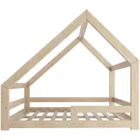 Need Sleep - Montessori Huisbed 140x190 cm – Peuterbed met Valbeveiliging – Asymmetrisch – Naturel Hout