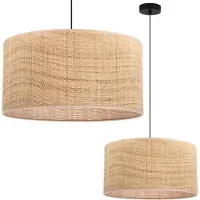 Light11 HOME Rieten hanglamp, zwart. 1 platte rieten lampenkap, 40 cm