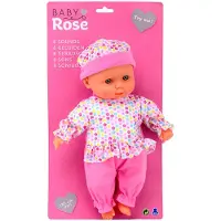 Baby Rose Babypop met Geluiden, 30cm.