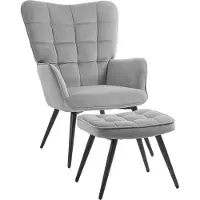 HOMCOM oorfauteuil met voetenbank, relaxfauteuil, loungestoel met fluweleffect