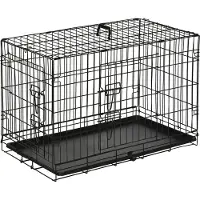 PawHut Paws Transportkooi voor honden zwart maat M 76 x 53 x 57cm