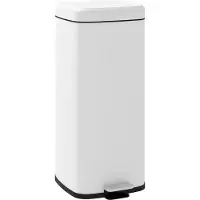 HOMCOM -Mülleimer-Metall, Kunststoff-28L x 35B x 63,5H cm-Weiß