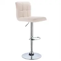Happyment Barkruk Rio Industrial Creme - Barkrukken set van 1 - Barstoel Kruk - Barstoelen met rugleuning - Keukenstoel - In hoogte verstelbaar - Linnen