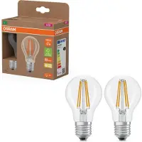 Osram LED Superstar Classic LED-lamp A 75 in klassieke gloeilampvorm, behuizing van helder glas, 5 W, 1055 lm, E27 fitting, warm wit licht met 2700 K, EEK A, diameter 60 mm.