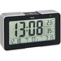 TFA-Dostmann 60.2540.01 Wekker Zendergestuurd Zwart, Zilver Alarmtijden 3