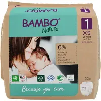 Bambo Nature Luiers - Maat 1 (2-4 kg) - 132 stuks Maandbox - 0% onnodige toevoegingen - Ideaal voor de gevoelige huid - Nordic Swan Ecolabel