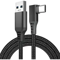 MMOBIEL VR Link Kabel USB naar USB-C Geschikt voor Meta Quest 3 / Quest 2 / Pro / Pico 4 en PC / Steam VR - 90 Graden Type-C Nylon Gevlochten Kabel voor VR Headset Gaming - 3m - Zwart