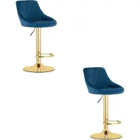 Leobert KAST kruk - marineblauw fluweel / gouden voet x 2