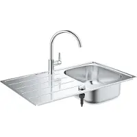 GROHE - Set van K200 spoelbak en BauEdge keukenkraan, geborsteld rvs/chroom 31562SD1