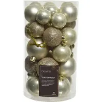 Christmas Decoration Kerstballen Mix Kunststof Parel 30-delig Champagne Champagne Kunststof