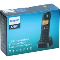 Philips Telefoon D2602B/01 1,6 Inch - Grafisch Display - 16 Uur Gesprekstijd - Nummerherkenning - Sneltoetsen - Vrijstaande Handset met Luidspreker - Zwart