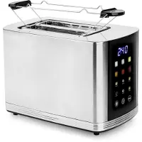 Emerio Broodrooster met Digitaal display en 2 Sleuven - Defrost - Regelbare Thermostaat - Kruimellade - Toaster RVS - TO-132888 - Zilverkleurig