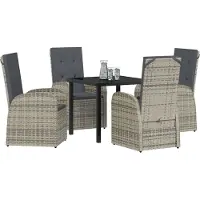 vidaXL Tuin Eettafel Set 5 st Grijs poly rattan