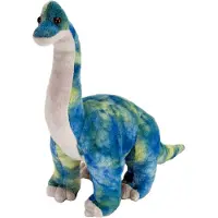 Wild republic pluche Brachiosaurus - dinosaurus knuffel - blauw - 25 cm - dino knuffels