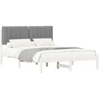 vidaXL Bedframe met Gevoerde Hoofdbord Lichtgrijs 140 x 190 cm