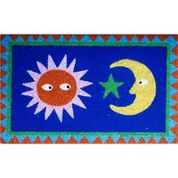 Kitsch Kitchen deurmat Loteria sun moon blauw