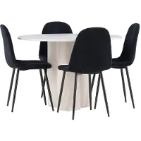 Ebuy24 Olivia eethoek tafel Ø110cm en 4 teddy stoelen beige.