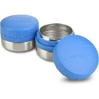 Lunchbots Rounds Dipbakjes (2 stuks) - 4oz / 115 ml - Blauw - 18/8 RVS met BPA-vrije Deksel - Volledig Lekvrij, Draaidop - Vaatwasserbestendig - Ook Geschikt voor Sausjes en Snacks