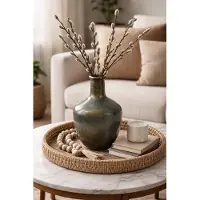 TLF Interieurs Flesvaas Peacock | Blauw - Groen - Goud | Glas | Small | D12xH26 cm