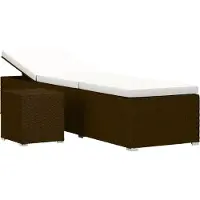 vidaXL Ligbed met kussen en theetafel poly rattan bruin
