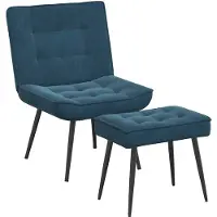 vidaXL Relaxstoel met voetenbank fluweel blauw