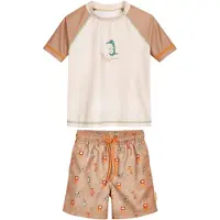 Playshoes UV-bescherming 'Wildtiere' sand / mokka / lichtgroen / oranje