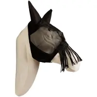 Kentucky Horsewear Horsewear - Vliegenmasker classic met oren en neus franjes zwart cob