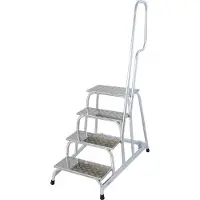 KRAUSE-Werk montageopstapje, met trapleuning/wielen, 4 treden, hoogte 0,8 m, 13,5 kg