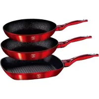 Berlinger Haus 2 koekenpannen en 1 grillpan van (rood metallic)
