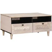 vidaXL Salontafel Bleached White 80 x 54 x 40 cm Massief Mango Hout