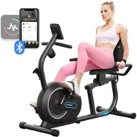Merach Semi-Ligfiets Hometrainer - 8 Niveaus Magnetische Weerstand - LCD-scherm - Hartfrequentie Handvatten