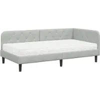 vidaXL Hoek Bed Frame Lichtgrijs 90 x 200 cm Fluweel