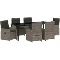 vidaXL Tuin Eettafel Set 7 st Grijs poly rattan