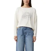 Comma Shirt lichtbeige / zilver