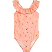 Playshoes Badpak 'Surfbrett Palme' beige / donkerblauw / donkeroranje / poederroze