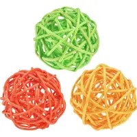 Viana Rotan ballen tafeldecoratie rotan groen geel oranje assorti Ø5cm 24 st