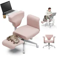 NEWTRAL Freedom-X FB ergonomische bureaustoel met verstelbaar laptopvlak, geschikt voor thuis en op kantoor, met wielen en armleuningen, kleur: roze