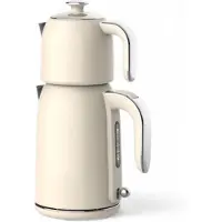 Mulex | MX065 Tee express | elektrische Turkse theepot | Beige Rvs | - 1.7L + 1.0L | Led-indicator | 360° basis | 1850 W