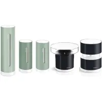 Netatmo Slim Weerstation – Weather Pack met Regenmeter, Windmeter & 2× Wandbeugel – Binnen & Buiten Weermeting – CO2 Meter & Luchtkwaliteit – Mint