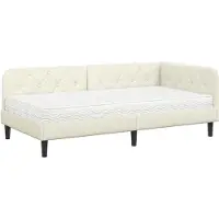 vidaXL Hoek Bed Frame Crème 90 x 200 cm Fluweel